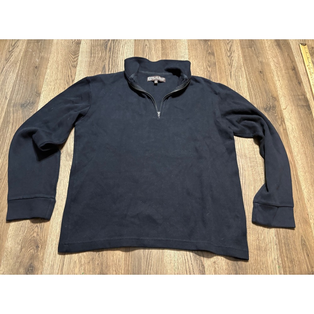 Blue Gear Collection Sweater Mens Size M Black Pullover Quarter Zip Ribbed